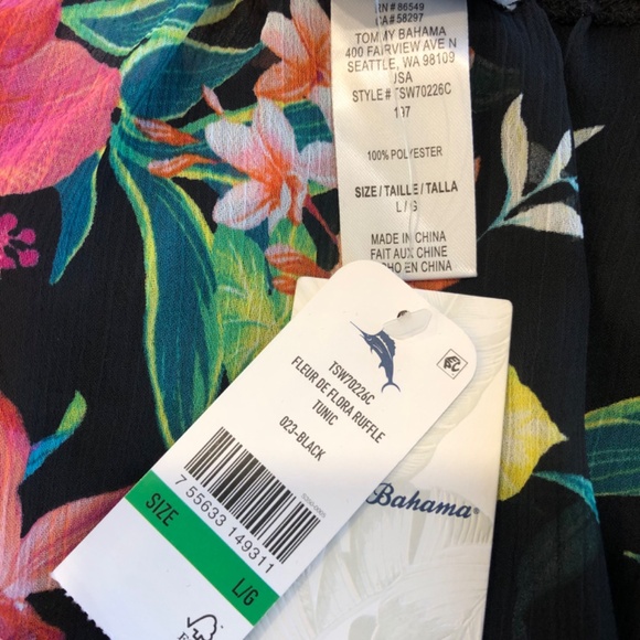 Tommy Bahama Fleur De Flora Ruffle Tunic size L - Picture 5 of 7